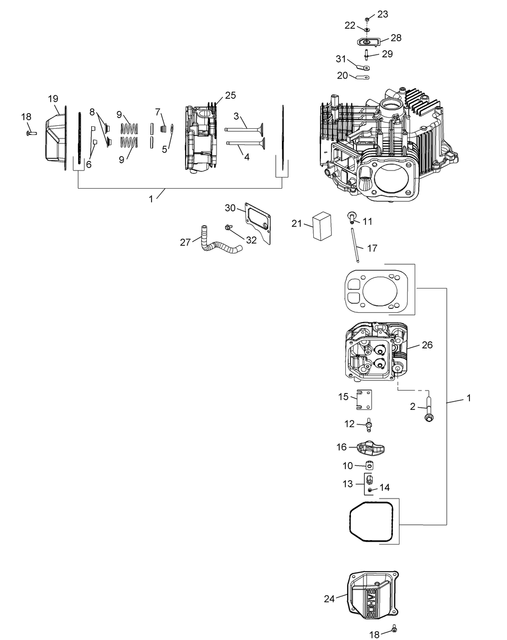 Kohler Zt730-3011 Head And Valve And Breather Diagram and Parts List for Z-FORCELZ48 (53ATDAGB-53ATDAGB050)(2014) Cub Cadet Lawn Tractor